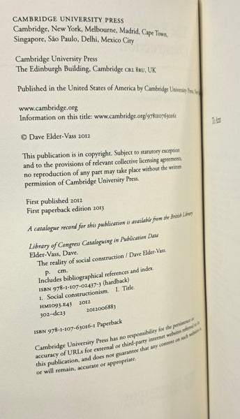 The Reality of Social Construction