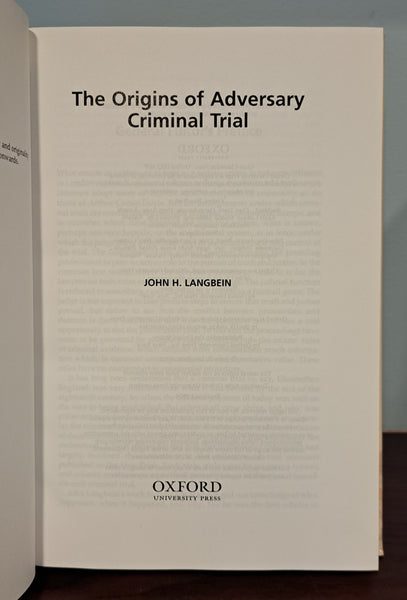 The Origins of Adversary Criminal Trial