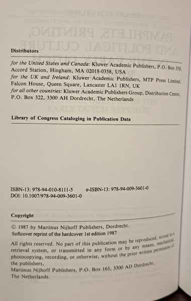 Pamphelets, Printing, and Political Culture in the Early Dutch Republic