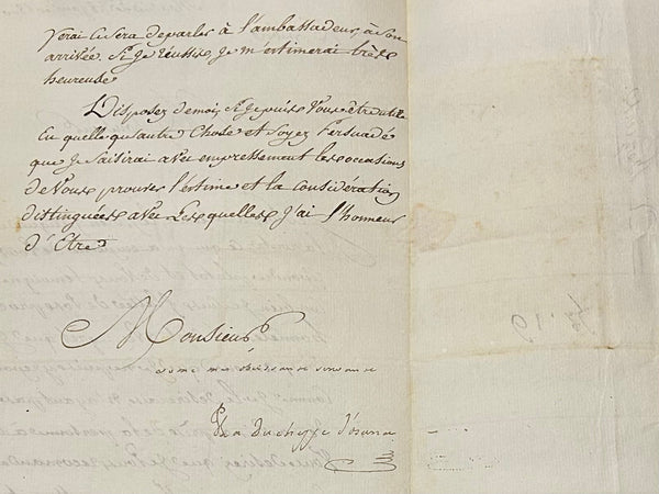 Signed Letter Maria Josefa Pimentel, Duchess of Osuna   Madrid, 1800