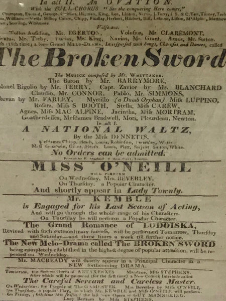 Playbill. Theatre Royal, Coventry-Garden  Monday, October 28, 1816
